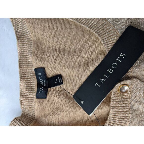 Talbots Womens Knit Good Metallic Turtleneck Sweater Button up Front Cardigan 2‎ - Picture 4 of 15